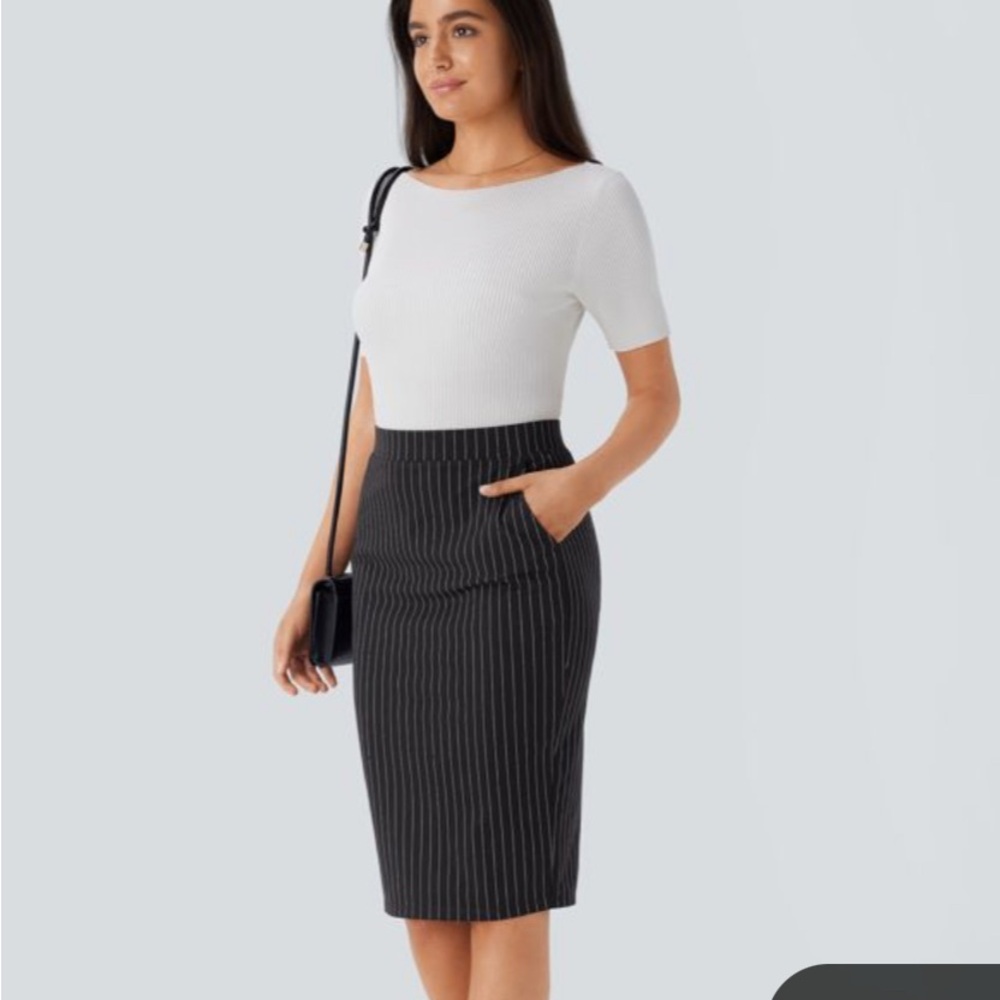 Elegant Black Pinstripe Skirt